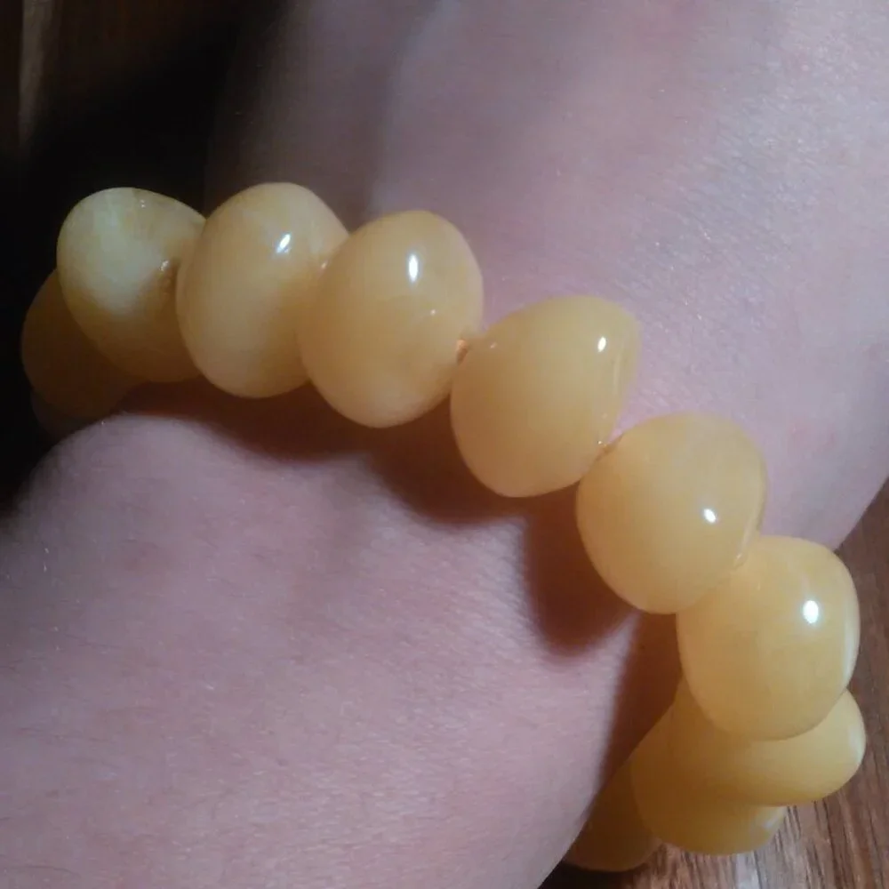 Golden Color Lab Created Light Amber Nuggets Stretch Bracelet